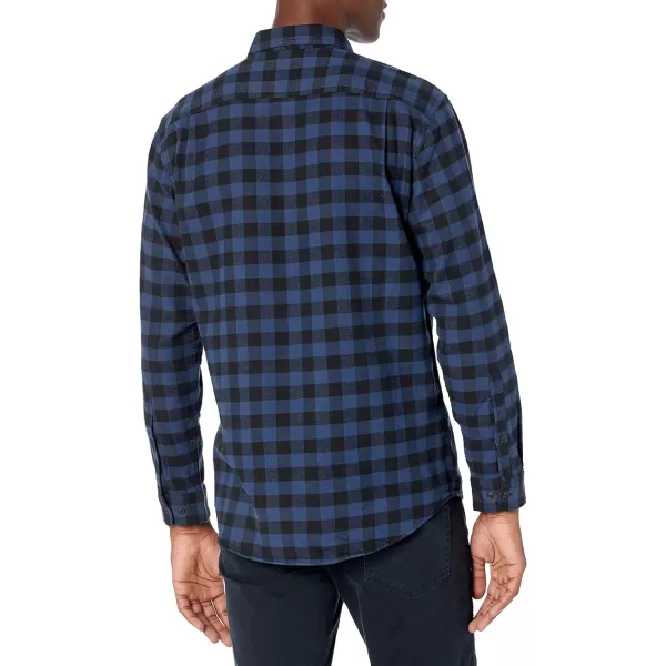 Amazon Essentials Mens LongSleeve Flannel Shirt Available in Big amp TallBlack Blue Buffalo Plaid