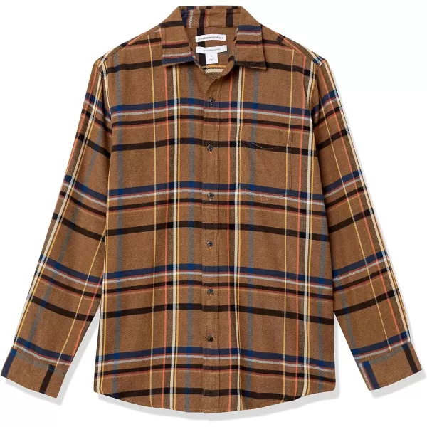 Amazon Essentials Mens LongSleeve Flannel Shirt Available in Big amp TallBlack Brown Mix Plaid