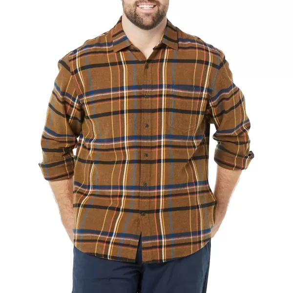 Amazon Essentials Mens LongSleeve Flannel Shirt Available in Big amp TallBlack Brown Mix Plaid