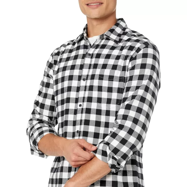 Amazon Essentials Mens LongSleeve Flannel Shirt Available in Big amp TallBlack Buffalo Plaid