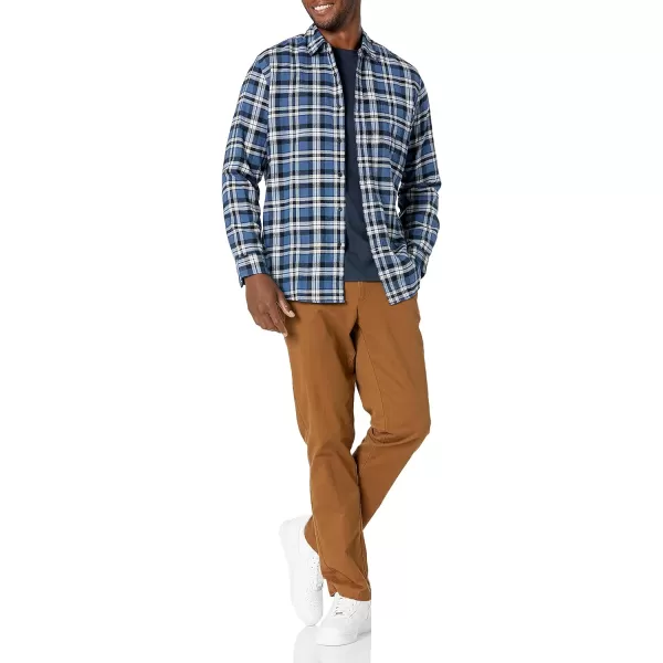 Amazon Essentials Mens LongSleeve Flannel Shirt Available in Big amp TallBlue White Plaid