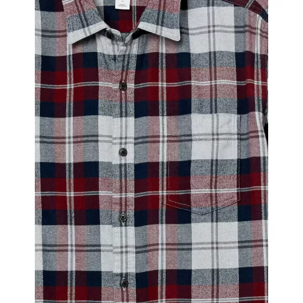 Amazon Essentials Mens LongSleeve Flannel Shirt Available in Big amp TallBurgundy Plaid