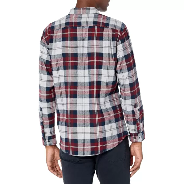 Amazon Essentials Mens LongSleeve Flannel Shirt Available in Big amp TallBurgundy Plaid