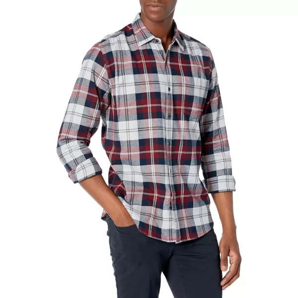 Amazon Essentials Mens LongSleeve Flannel Shirt Available in Big amp TallBurgundy Plaid