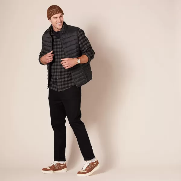 Amazon Essentials Mens LongSleeve Flannel Shirt Available in Big amp TallCharcoal Buffalo Plaid