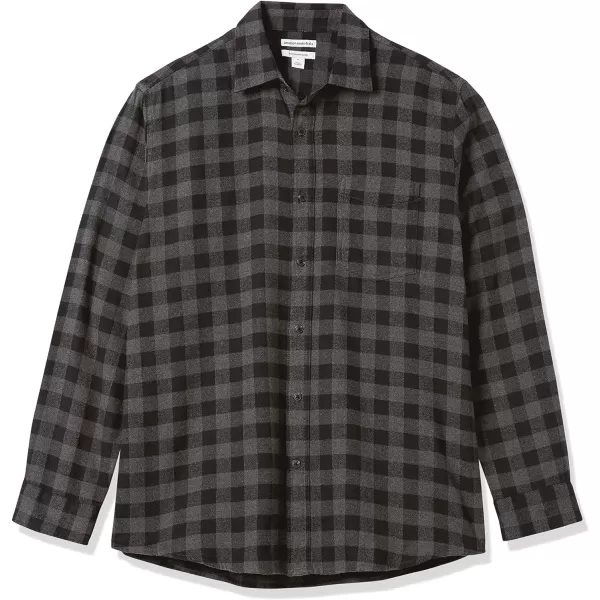 Amazon Essentials Mens LongSleeve Flannel Shirt Available in Big amp TallCharcoal Buffalo Plaid