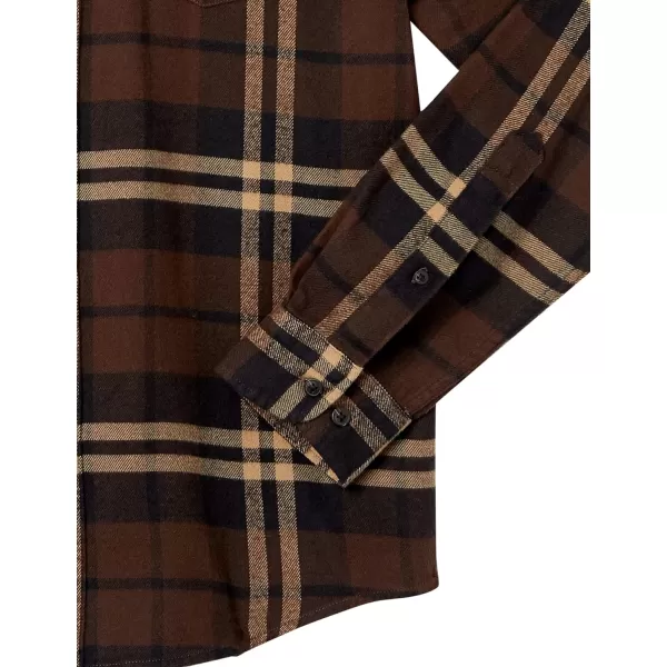 Amazon Essentials Mens LongSleeve Flannel Shirt Available in Big amp TallDark Brown Plaid