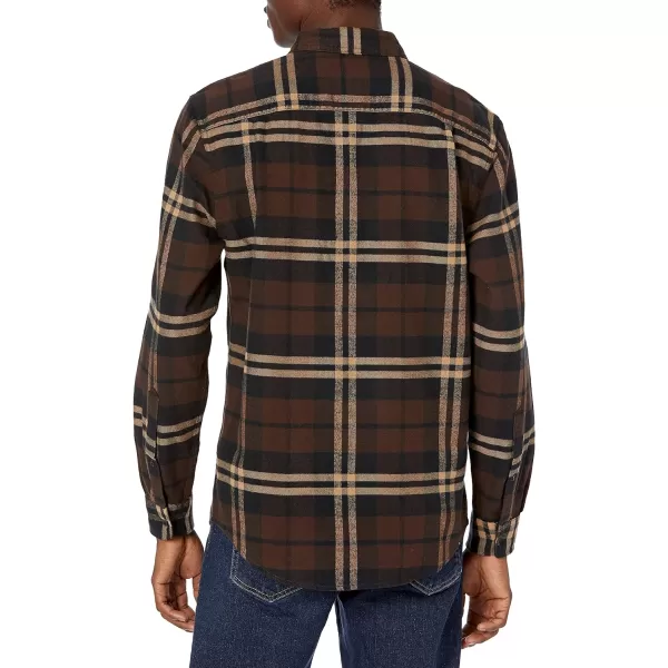 Amazon Essentials Mens LongSleeve Flannel Shirt Available in Big amp TallDark Brown Plaid