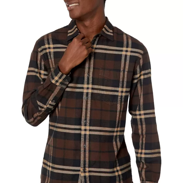 Amazon Essentials Mens LongSleeve Flannel Shirt Available in Big amp TallDark Brown Plaid