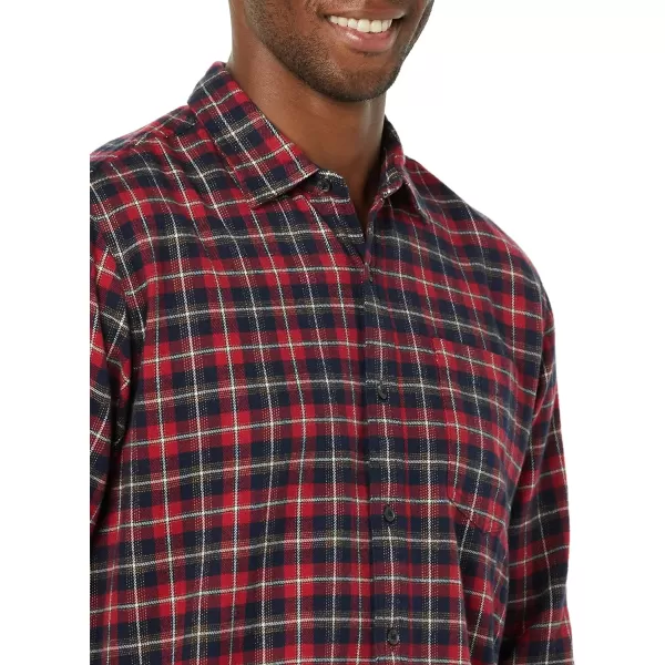 Amazon Essentials Mens LongSleeve Flannel Shirt Available in Big amp TallDark Red Plaid