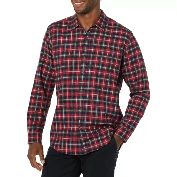 Amazon Essentials Mens LongSleeve Flannel Shirt Available in Big amp TallDark Red Plaid