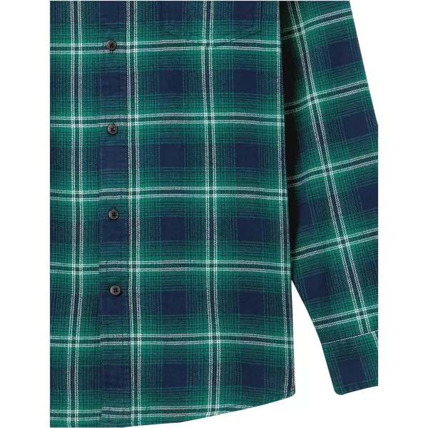 Amazon Essentials Mens LongSleeve Flannel Shirt Available in Big amp TallGreen Navy Ombre Plaid