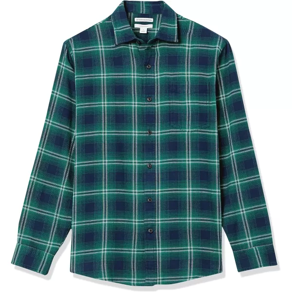 Amazon Essentials Mens LongSleeve Flannel Shirt Available in Big amp TallGreen Navy Ombre Plaid