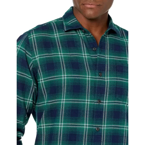 Amazon Essentials Mens LongSleeve Flannel Shirt Available in Big amp TallGreen Navy Ombre Plaid