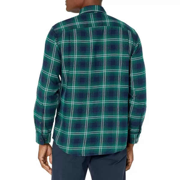 Amazon Essentials Mens LongSleeve Flannel Shirt Available in Big amp TallGreen Navy Ombre Plaid