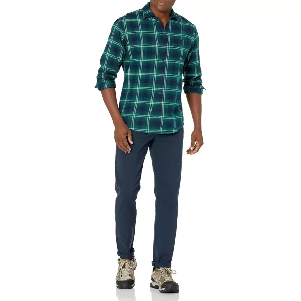 Amazon Essentials Mens LongSleeve Flannel Shirt Available in Big amp TallGreen Navy Ombre Plaid