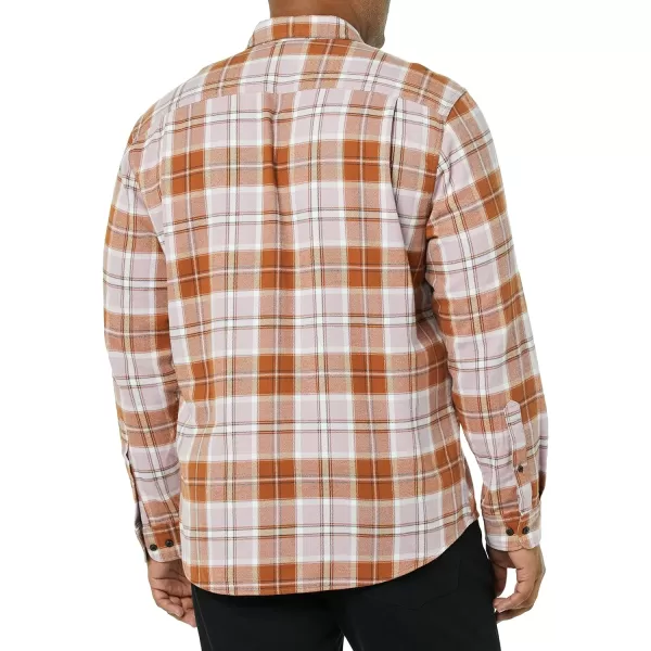 Amazon Essentials Mens LongSleeve Flannel Shirt Available in Big amp TallMauve Rust Plaid