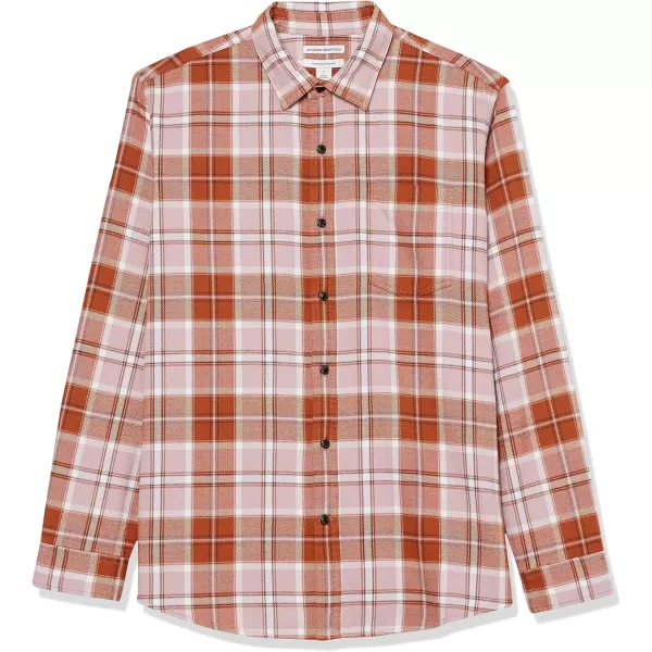 Amazon Essentials Mens LongSleeve Flannel Shirt Available in Big amp TallMauve Rust Plaid