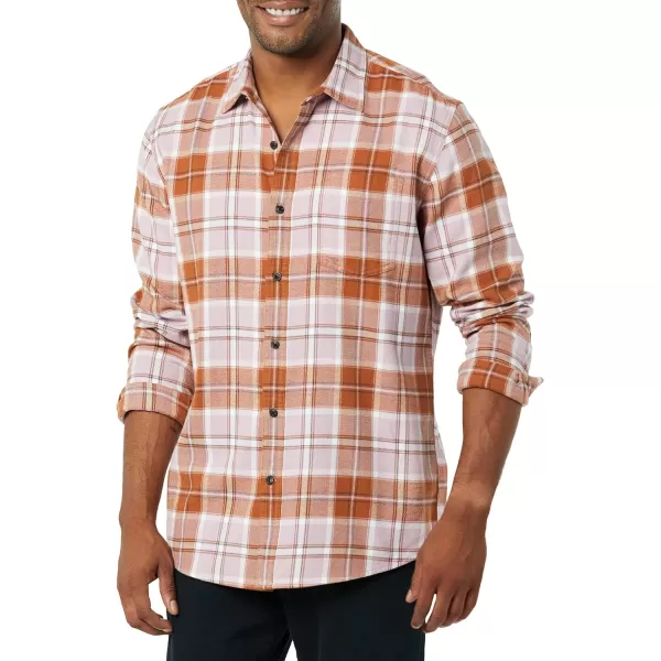 Amazon Essentials Mens LongSleeve Flannel Shirt Available in Big amp TallMauve Rust Plaid