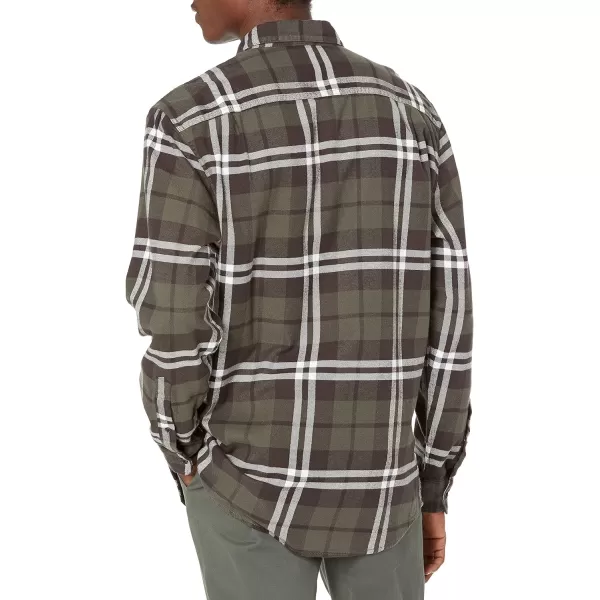 Amazon Essentials Mens LongSleeve Flannel Shirt Available in Big amp TallOlive Plaid