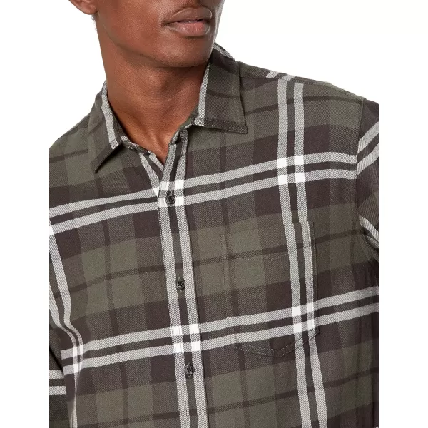 Amazon Essentials Mens LongSleeve Flannel Shirt Available in Big amp TallOlive Plaid