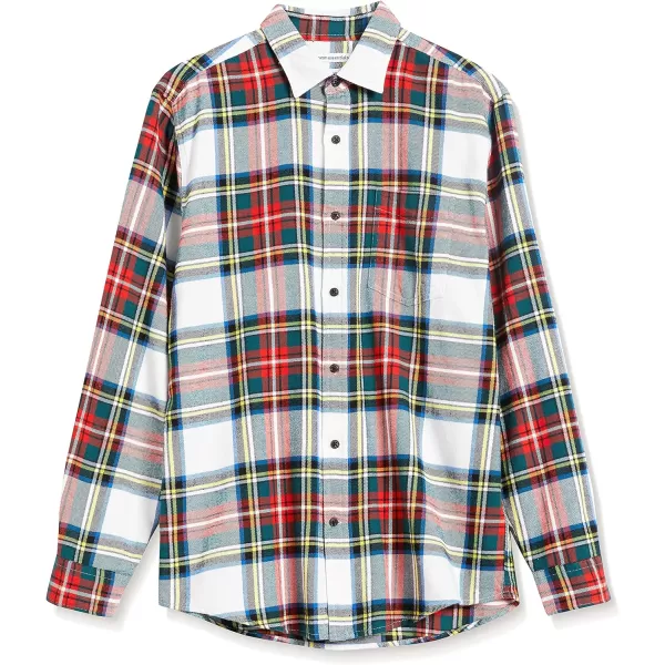 Amazon Essentials Mens LongSleeve Flannel Shirt Available in Big amp TallRedIvory TartanPlaid