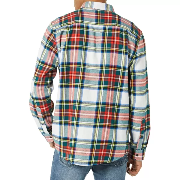 Amazon Essentials Mens LongSleeve Flannel Shirt Available in Big amp TallRedIvory TartanPlaid