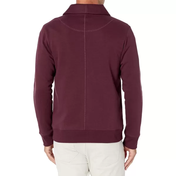 Amazon Essentials Mens LongSleeve Fleece ShawlCollar CardiganBurgundy