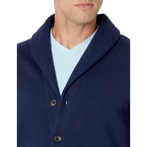 Amazon Essentials Mens LongSleeve Fleece ShawlCollar CardiganNavy