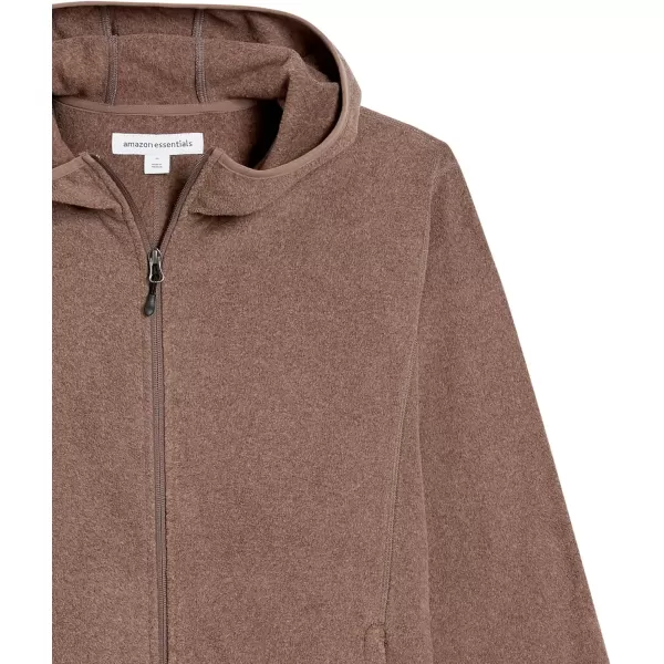 Amazon Essentials Mens LongSleeve Hooded FullZip Polar Fleece JacketBrown Heather