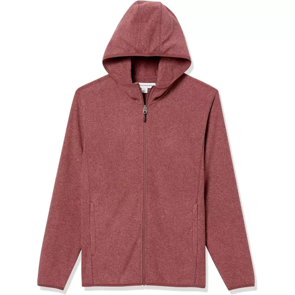 Amazon Essentials Mens LongSleeve Hooded FullZip Polar Fleece JacketBurgundy Heather