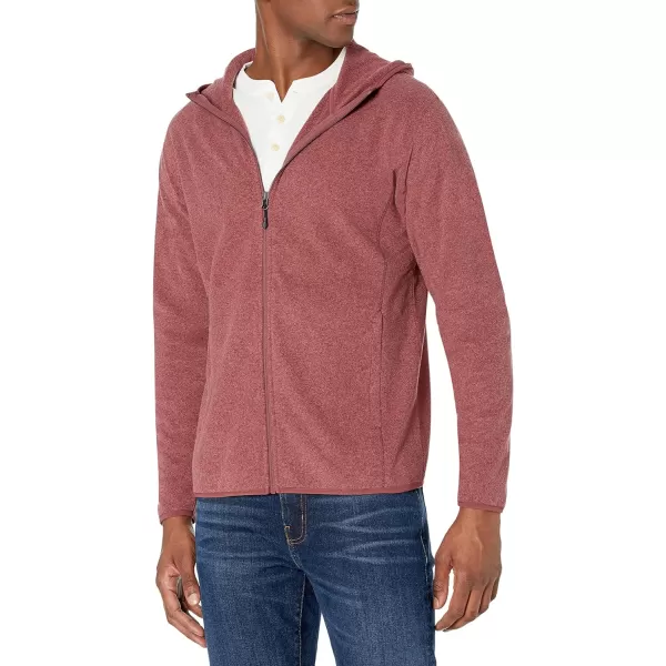 Amazon Essentials Mens LongSleeve Hooded FullZip Polar Fleece JacketBurgundy Heather