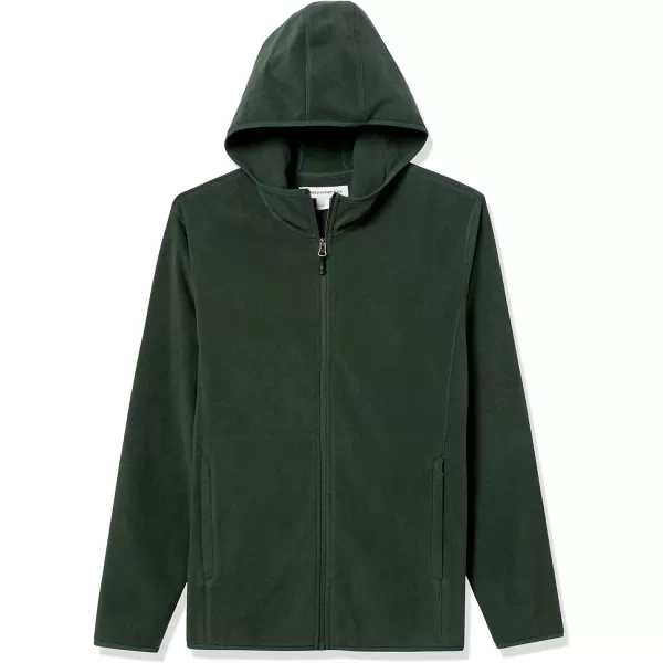 Amazon Essentials Mens LongSleeve Hooded FullZip Polar Fleece JacketForest Green