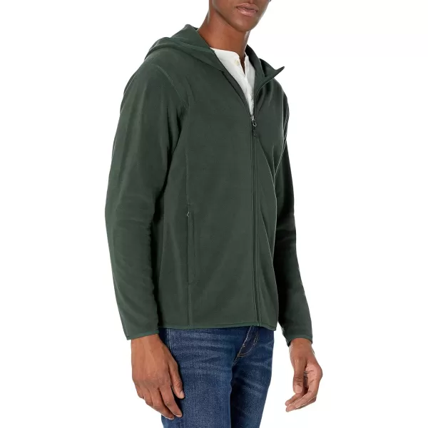 Amazon Essentials Mens LongSleeve Hooded FullZip Polar Fleece JacketForest Green