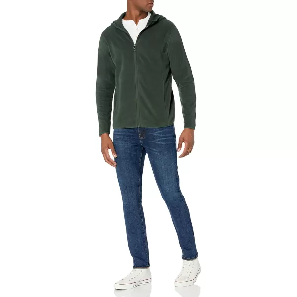 Amazon Essentials Mens LongSleeve Hooded FullZip Polar Fleece JacketForest Green