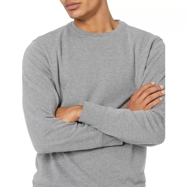 Amazon Essentials Mens LongSleeve Lightweight French Terry Crewneck SweatshirtCharcoal Heather