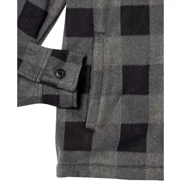 Amazon Essentials Mens LongSleeve Polar Fleece Shirt JacketBlack Charcoal Buffalo Plaid