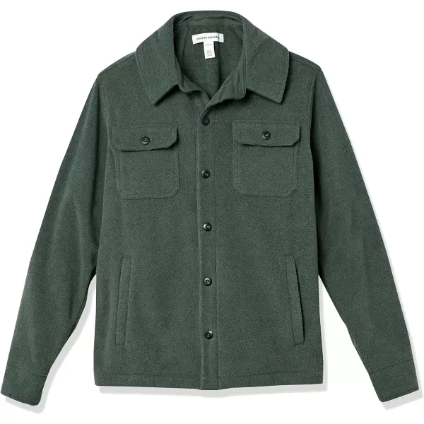 Amazon Essentials Mens LongSleeve Polar Fleece Shirt JacketDark Green