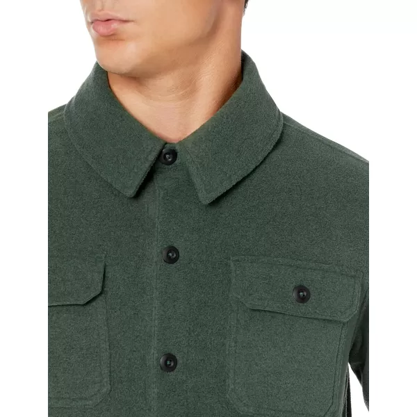 Amazon Essentials Mens LongSleeve Polar Fleece Shirt JacketDark Green