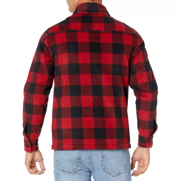 Amazon Essentials Mens LongSleeve Polar Fleece Shirt JacketRed Buffalo Check