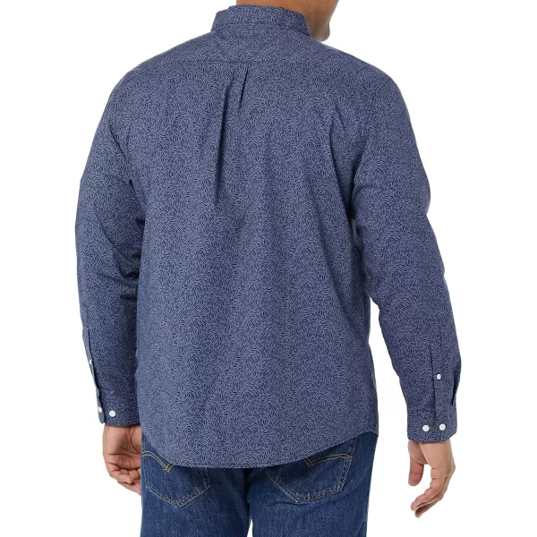 Amazon Essentials Mens LongSleeve Regularfit Stretch Poplin ShirtNavy Floral