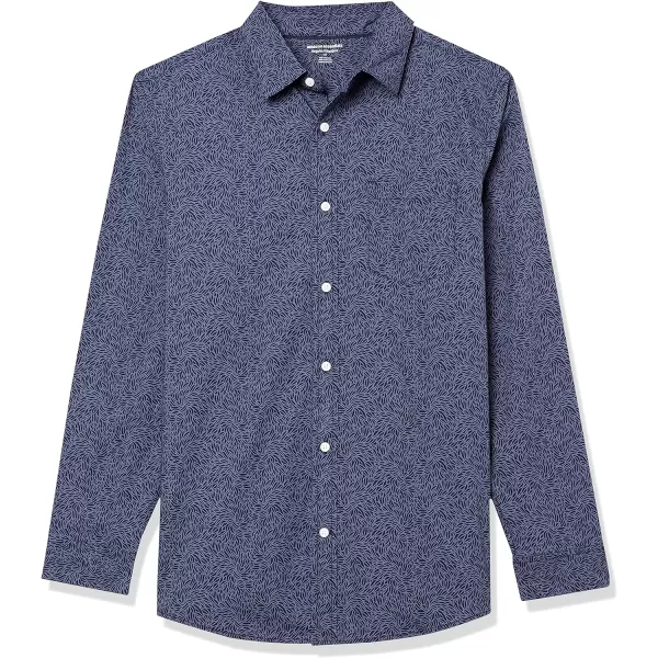 Amazon Essentials Mens LongSleeve Regularfit Stretch Poplin ShirtNavy Floral