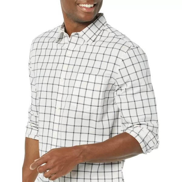 Amazon Essentials Mens LongSleeve Regularfit Stretch Poplin ShirtPinkWhite Buffalo Plaid