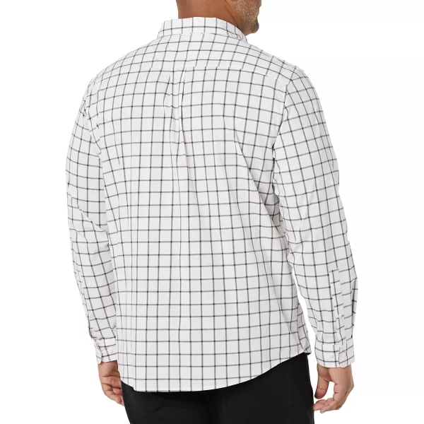 Amazon Essentials Mens LongSleeve Regularfit Stretch Poplin ShirtPinkWhite Buffalo Plaid