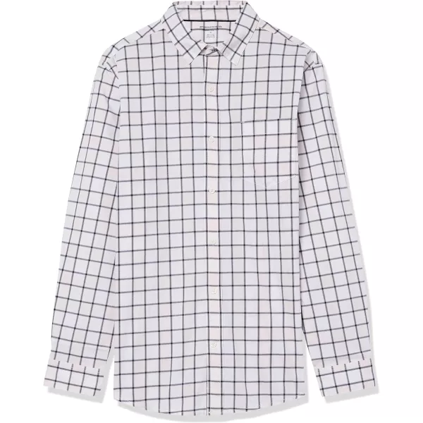 Amazon Essentials Mens LongSleeve Regularfit Stretch Poplin ShirtPinkWhite Buffalo Plaid