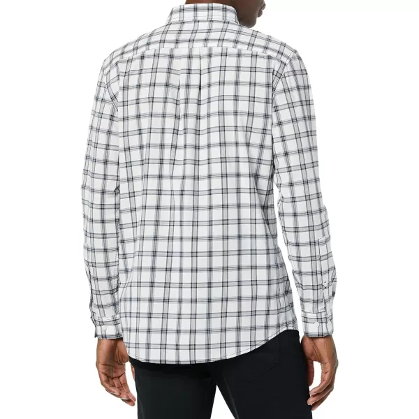 Amazon Essentials Mens LongSleeve SlimFit Stretch Poplin ShirtBlack White Plaid