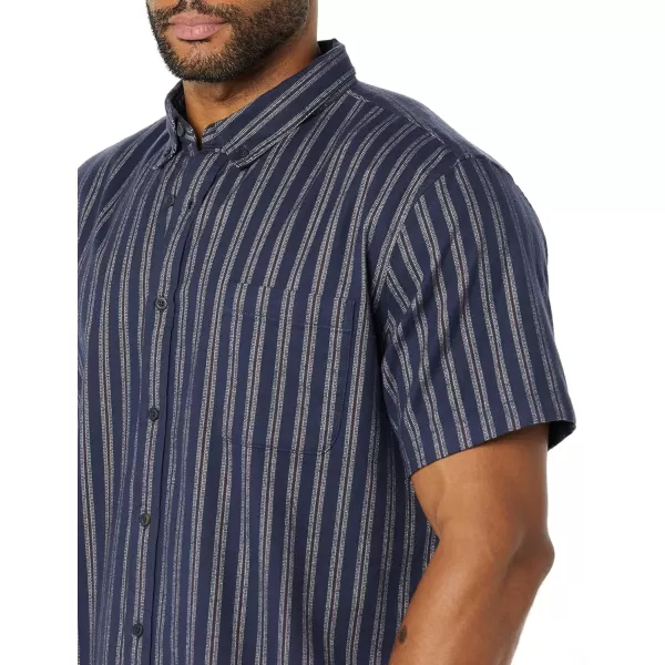 Amazon Essentials Mens LongSleeve SlimFit Stretch Poplin ShirtBlue White Stripe