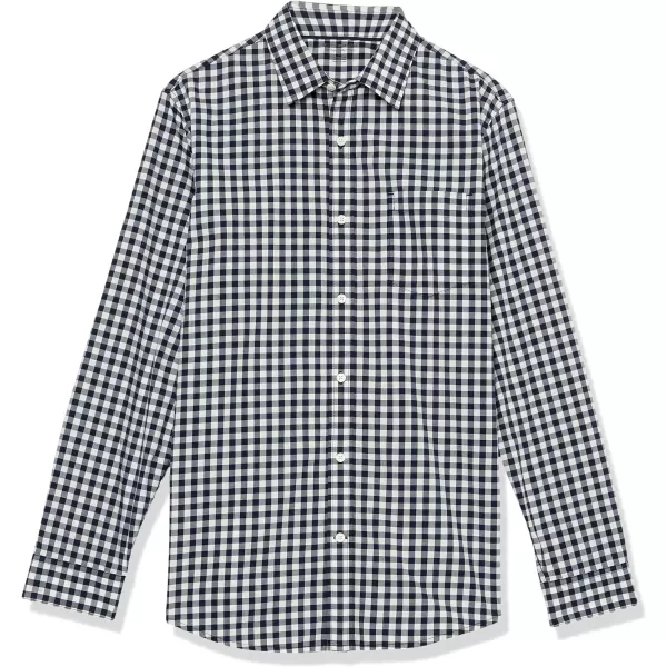 Amazon Essentials Mens LongSleeve SlimFit Stretch Poplin ShirtDark Navy Gingham