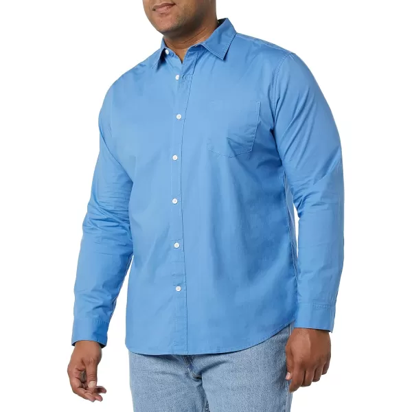 Amazon Essentials Mens LongSleeve SlimFit Stretch Poplin ShirtLight Blue