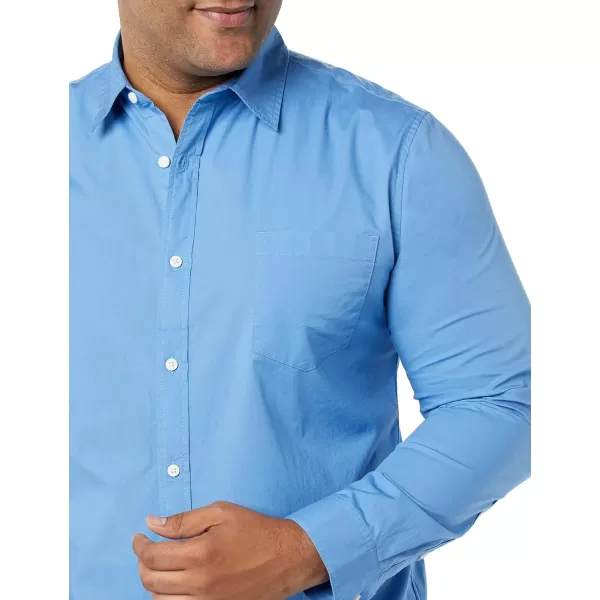 Amazon Essentials Mens LongSleeve SlimFit Stretch Poplin ShirtLight Blue